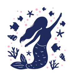 Flat Design Mermaid Silhouette