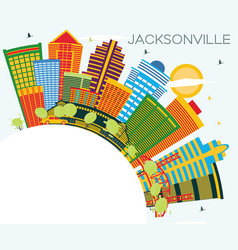 Jacksonville Florida City Skyline With Color