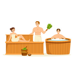 Sauna And Steam Room With People Relax Washing