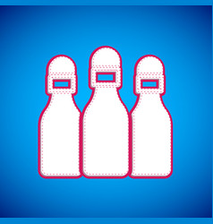 White Bowling Pin Icon Isolated On Blue Background