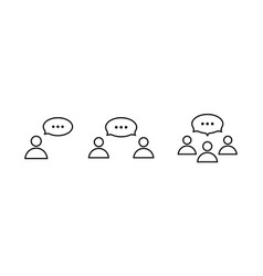 People Talking Line Icon Set Group