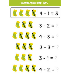 Subtraction Game With Cartoon Green Sock Matching