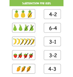 Subtraction Game With Cute Cartoon Fruits