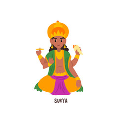 Surya Indian God Cartoon Character