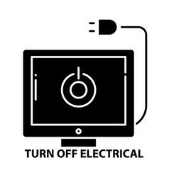 Turn Off Electrical Icon Black Sign