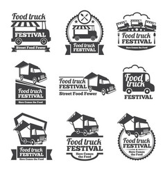 Food Truck Festival Emblems And Logos Set