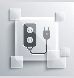 Grey Electric Extension Cord Icon Isolated