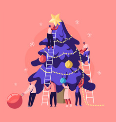 Happy Tiny People Decorate Huge Christmas Tree