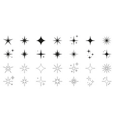 Sparkle Star Silhouette And Line Icon Set Glow