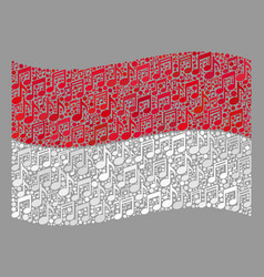 Waving Music Notation Indonesia Flag - Mosaic