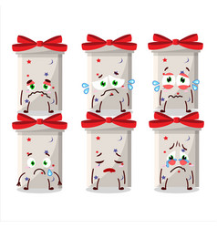 White Long Gift Box Cartoon Character With Sad