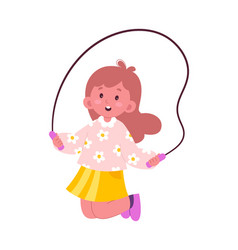 Happy Child Jump Rope Flat Icon Leisure Time