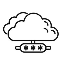 Secure Cloud Data Icon Outline Code Lock