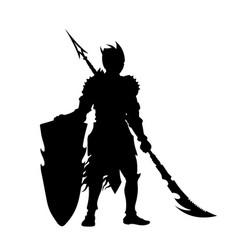 Fantasy Spearman Silhouette Dark Knight