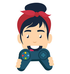 Girl With Gamepad On White Background