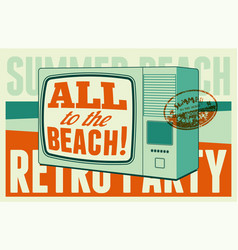 Summer Beach Retro Party Poster With Tv Set