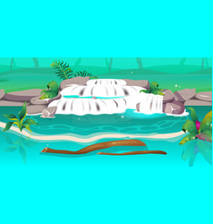 Jungle Flat Color Clear Waterfall Pond