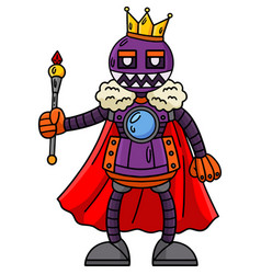 Robot With A Crown And Scepter Cartoon Clipart