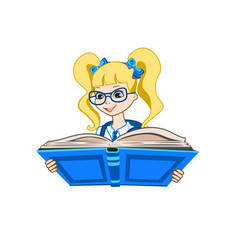 School Girl Reading A Book