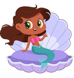 Cute Little Afro American Mermaid Girl