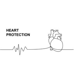 Human Heart With Heart Pulse One Line Continuous