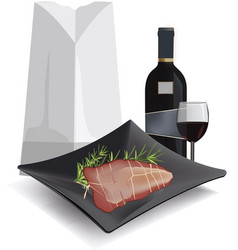 Square Plate Black With Meat