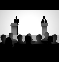 Two Men Figure Debating On Podium