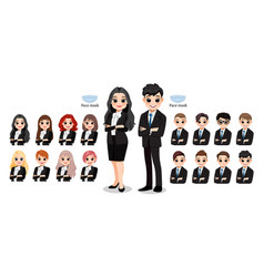 Cartoon Character Female And Male Business People