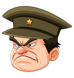 Grumpy Army Officer Head Cartoon