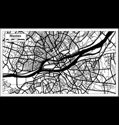 Nantes France Map In Black And White Color