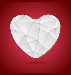 White Polygonal Tech Heart On Red Background