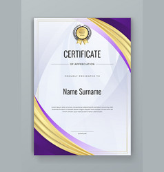 Gold And Purple Violet Certificate Modern Elegant