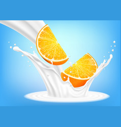 Orange Fruit In Milk Or Yoghurt Splash Fresh