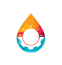 Sun Gear With Water Drop Logo Design