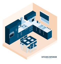 Kitchen Interior Isometric Composition