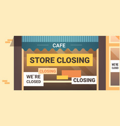 Empty Closed Cafe With Yellow Bankruptcy Closing