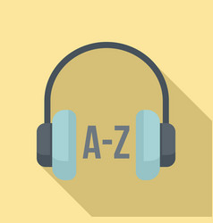 Foreign Language Study Headphones Icon Flat Style