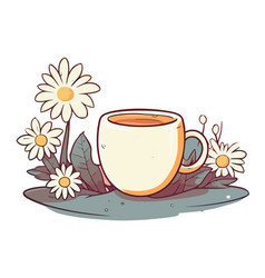 Hot Chamomile Tea In A Cute Mug