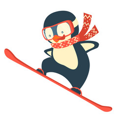 Penguin Snowboarder At Jump Sportsman