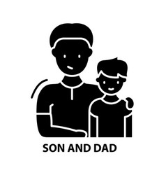 Son And Dad Icon Black Sign With Editable