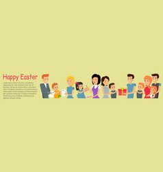 Easter Family Holiday Banner Happy Man Woman