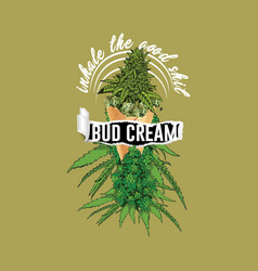 Inhale Good Shit Bud Cream Slogan T Shirt