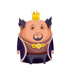 Cartoon King Wearing Crown And Mantle Fat King