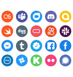 Flat Circle White Icon Collection Facebook Slack