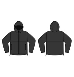 Windproof Hooded Jacket Parka Black