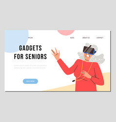 Elder Woman Wearing Vr Glasses Playing Game