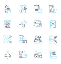 Income And Earnings Linear Icons Set Wages