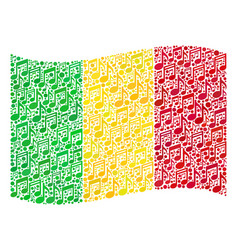 Waving Music Mali Flag - Mosaic With Music Notes