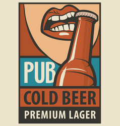 Banner For Pub Mouth Opens A Beer Bottle