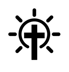 Christian Cross With Sun Rays Black Religion